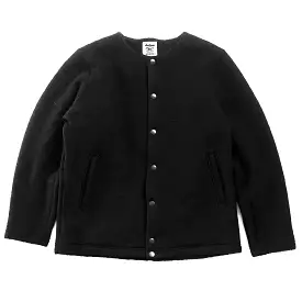 Wool Collarless Jacket - Black