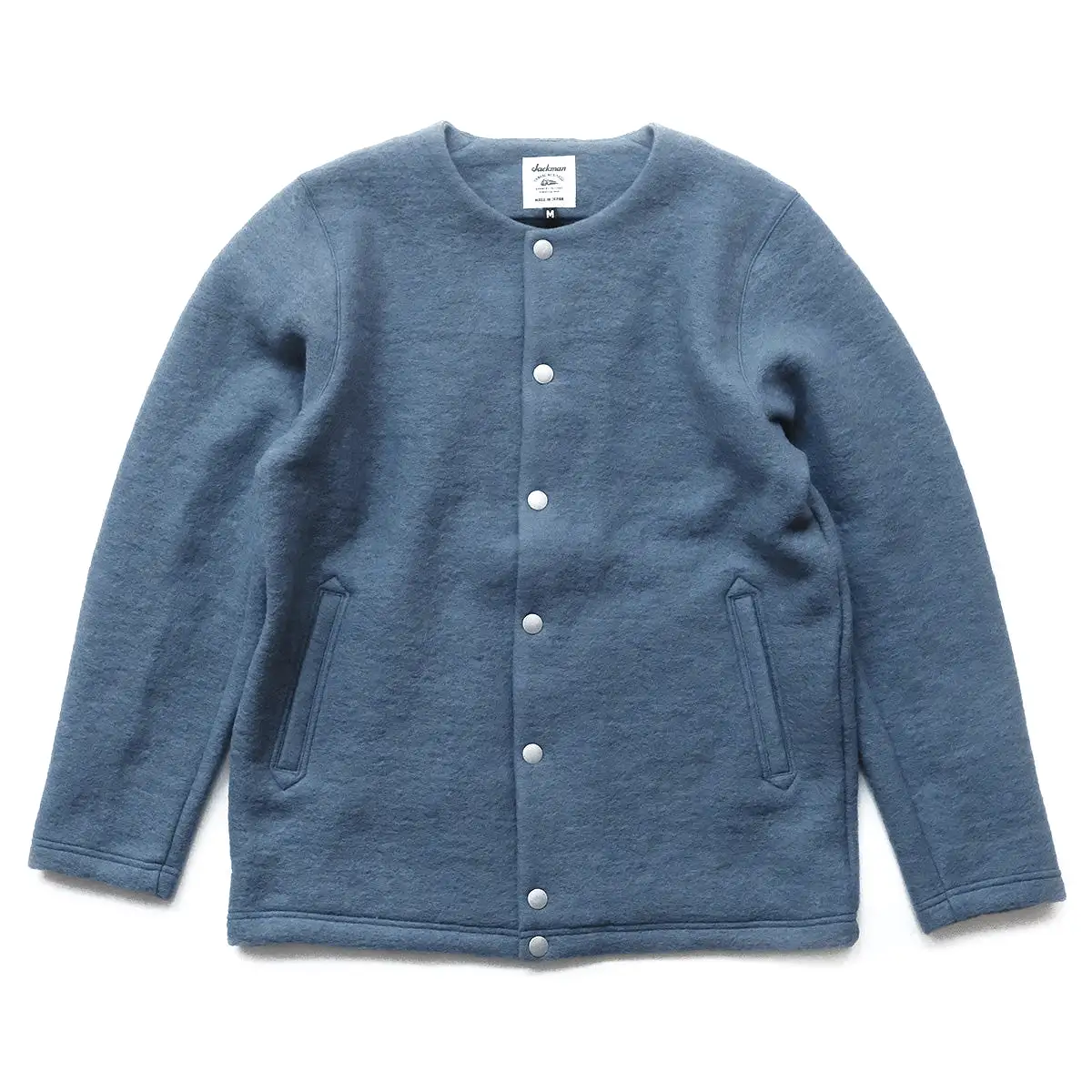 Wool Collarless Jacket - Shadow Blue - S/L