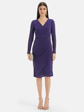 Wrap Midi Dress With Pleat